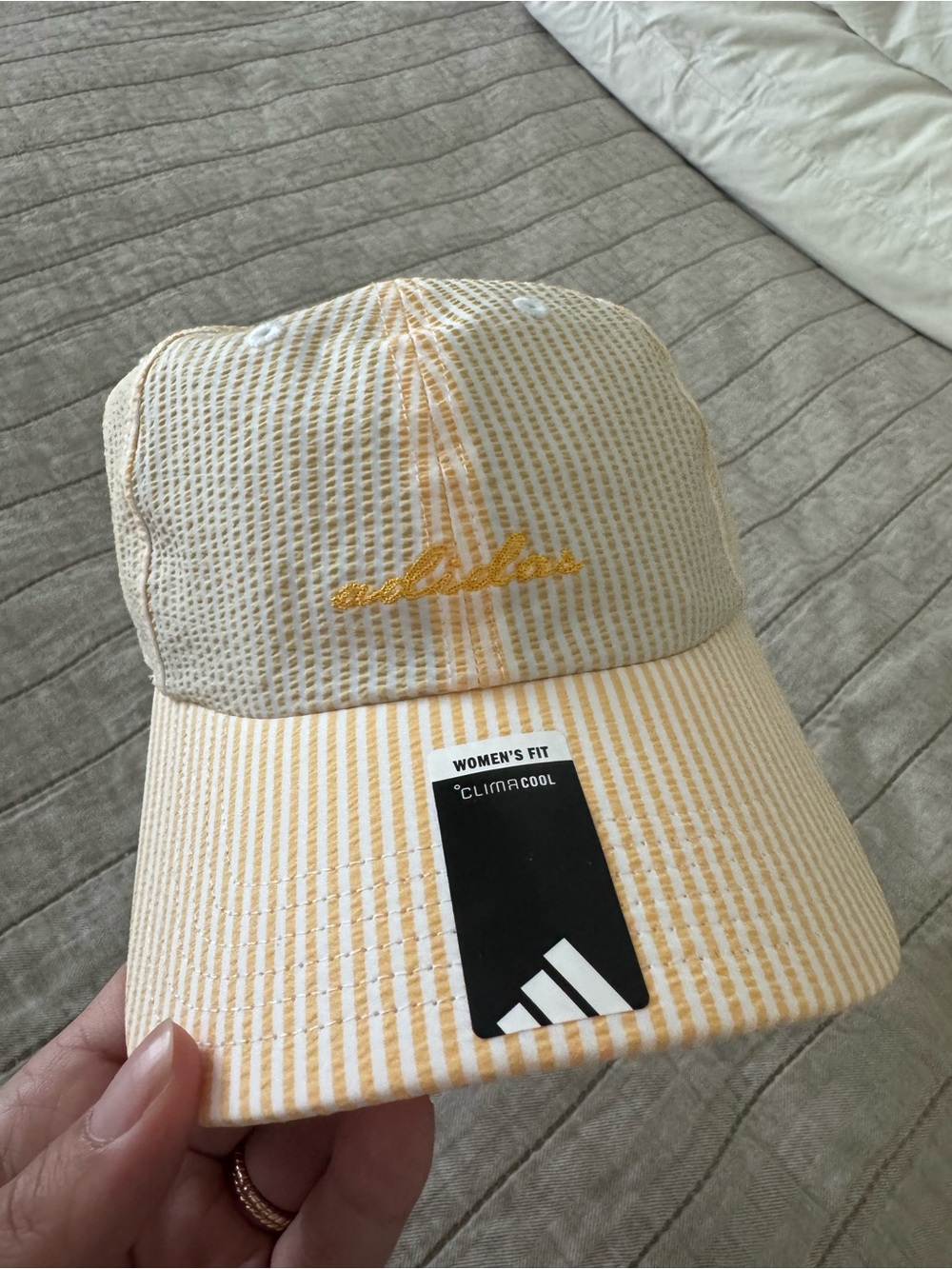 Adidas Women's ClimaCool Yellow Striped Seersucker Hat
